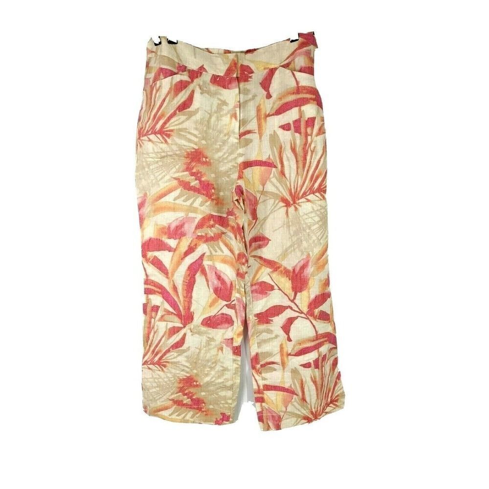Chico's Tropical 100% Linen Pants Havana Shores Wide leg Multicolor‎